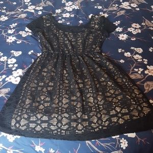 Black and Nude Lace Dress